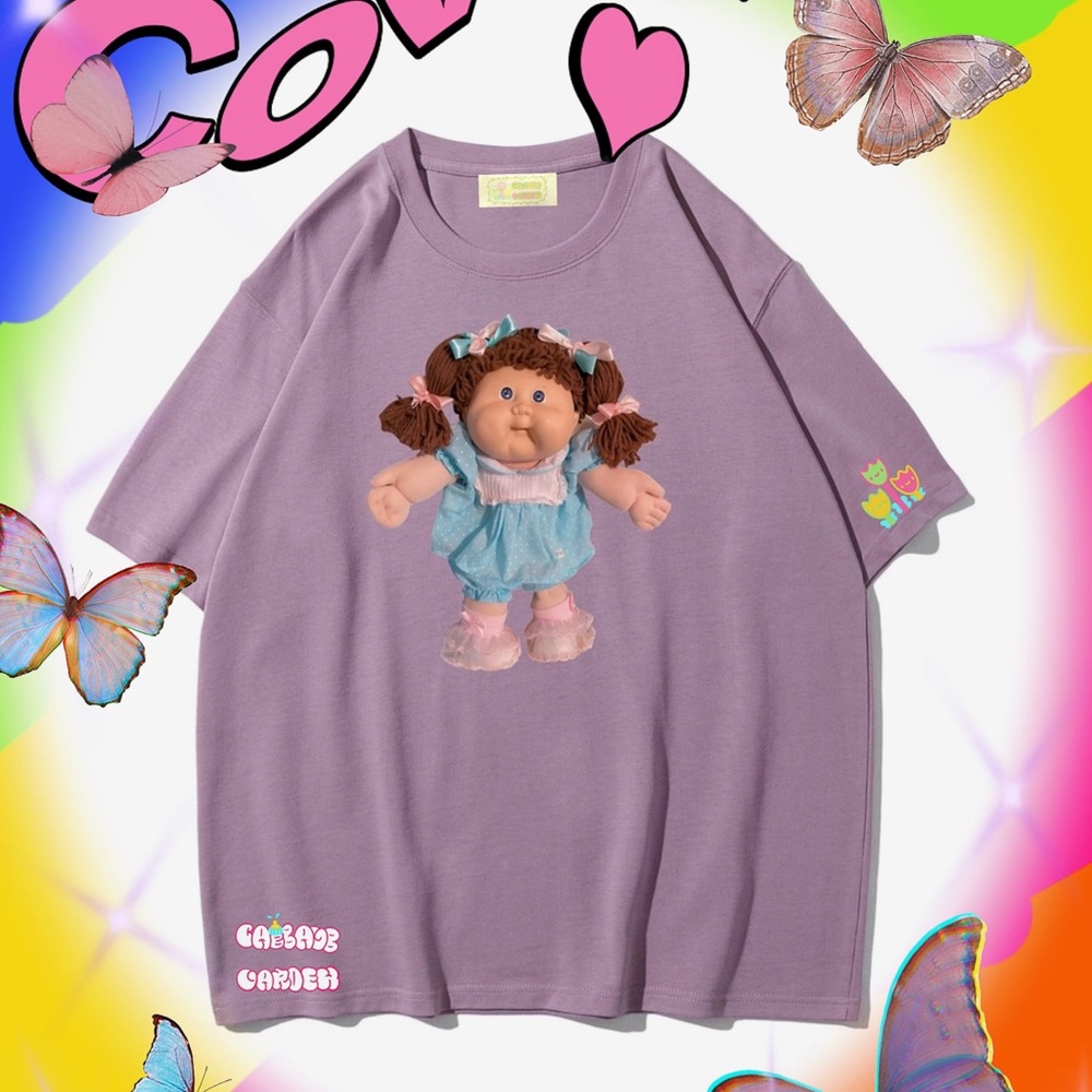 Cabbage Patch Kids Purple Tee 100% cotton Original handpainted By Cabbage Garden